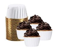 Luckxing Emballages de Cupcakes à Muffins | 50 pièces de Papier d'aluminium résistant à la Chaleur pour Cupcakes pour la Cuisson des Desserts - Doublures de moules à pâtisserie pour Anniversaire