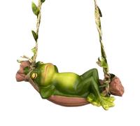 Luckxing Figurine Grenouille - Sculpture Arbre Balançoire avec Grenouille Endormie,Figurine Animale Mignonne pour Décor Extérieur Porche Arbre Balcon Terrasse Pelouse,Décoration d'Extérieur pour