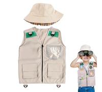 Luckxing Gilet d'Explorateur pour - Vestiaire Lavable Avec Chapeau Pour Tout-Petit | Vêtements Enfant Pour Pêche Randonnée Chasse Jungle Exploration