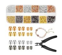 Luckxing Perles À Sertir Pour Création De Bijoux | 2 200 Perles Avec Pince À Pincer,Kit De Fabrication De Bijoux De Poche Pour Réparation À La Maison Bracelet Collier Boucles D'oreilles