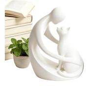 Luckxing Sculpture de Chat - Figurines commémoratives et collectionnables pour Animaux de Compagnie - Sculpture Humaine et Féline,pour Salon Chambre À Coucher Bureau Chambre Bébé Chevet Famille Amis