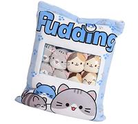 Luckxing Un Sac d'animaux en Peluche Dinosaure | Oreiller en Peluche Pudding avec 8 Petits Animaux en Peluche - Oreiller Doux Sac Casse-croûte Bandessinée pour Le Cadeau
