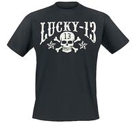 Lucky 13 Skull Stars Homme T-Shirt Manches Courtes Noir XL 100% Coton Regular/Coupe Standard