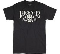 Lucky 13 Skull Stars Homme T-Shirt Manches Courtes Noir XL 100% Coton Regular/Coupe Standard