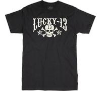 Lucky 13 T-shirt Skulls Stars Tee Solid Black 3XL
