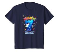 Lucky 7 Birthday Boy Célébration Festive pour Enfants T-Shirt, Enfant, Bleu Marine, 10 Ans