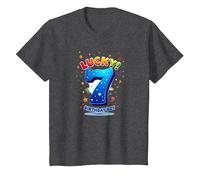 Lucky 7 Birthday Boy Célébration Festive pour Enfants T-Shirt, Enfant, Chiné Foncé, 2 Ans