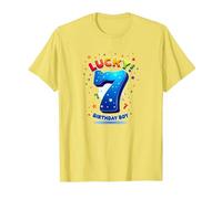Lucky 7 Birthday Boy Célébration Festive pour Enfants T-Shirt, Homme, Citron, L