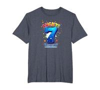 Lucky 7 Birthday Boy Célébration Festive pour Enfants T-Shirt, Homme Grandes Tailles, Bleu Chiné, 3X Tall