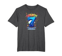 Lucky 7 Birthday Boy Célébration Festive pour Enfants T-Shirt, Homme Grandes Tailles, Chiné Foncé, 4X Tall