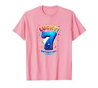 Lucky 7 Birthday Boy Célébration Festive pour Enfants T-Shirt, Homme, Rose, XXL