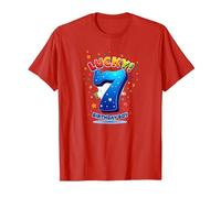 Lucky 7 Birthday Boy Célébration Festive pour Enfants T-Shirt, Homme, Rouge, M