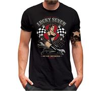 Lucky 7® T-shirt | Homme | Auto Tuning Racing Flag Pin Up Girl | S à 5XL, Noir , XXXL