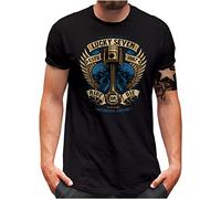 Lucky 7® T-shirt | Homme | Custom Chopper Motorcycle Piston Biker Moto | S à 5XL, Noir , XXXXL