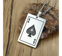 Lucky Ace of Spades Collier Collier Couleur Poker Pendentif for Casino Fortune en Acier Inoxydable Male