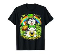 Lucky Alaskan Malamute St Patrick’s Day Rainbow Shamrock T-Shirt