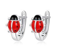 Lucky angel Boucles d'oreilles Animaux en Argent Sterling 925 pour Enfants Boucles d'oreilles en Argent Papillon en émail Rouge Enfant Cadeau de la Saint-Valentin