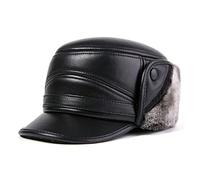 Lucky angel Chapeau en Cuir d'hiver pour Hommes épaissir Les Casquettes De Baseball en Cuir De Vachette avec Oreilles Chapeaux De Papa Chauds Snapback Sombrero De Cuero Del Hombre