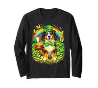 Lucky Bernese Mountain Dog St Patrick’s Day Rainbow Shamrock Manche Longue