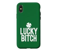 Lucky Bitch Meme Trèfle à 4 Feuilles pour la Saint-Patrick Coque pour iPhone X/XS