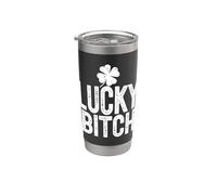 Lucky Bitch Meme Trèfle à 4 feuilles pour la Saint-Patrick Gobelet isotherme en acier inoxydable double paroi