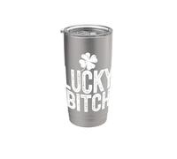 Lucky Bitch Meme Trèfle à 4 feuilles pour la Saint-Patrick Gobelet isotherme en acier inoxydable double paroi