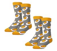 Lucky Boxer Pk2l Lucky Socks Lot de 2 Paires de Chaussettes Longues Motif Plat 41-46, Design œufs frits, Homme