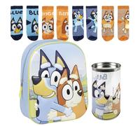 Lucky Boxer SAC À DOS ENFANT 3D BLUEY + Pack de 4 Chaussettes Enfant Motif Bluey Taille 27-30, Bleu, 27-30, Décontracté