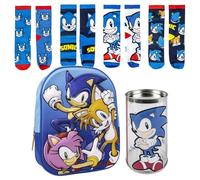 Lucky Boxer SAC À DOS ENFANT 3D SONIC ET AMIS + Pack de 4 Chaussettes Motif Sonic Taille 35-38, Sonique, 35-38, Décontracté