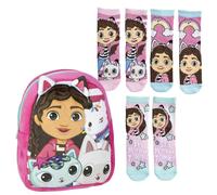 Lucky Boxer Sac à dos gardien en peluche GABBY'S DOLLHOUSE + Pack de 3 chaussettes pour enfant Motif Gabby's Dollhouse Taille 27-30
