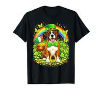 Lucky Boxer St Patrick’s Day Rainbow Shamrock Dog Lover T-Shirt