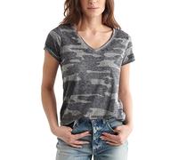 Lucky Brand Camo Burnout Tee Shirt, Gris/Multicolore, Taille L Femme