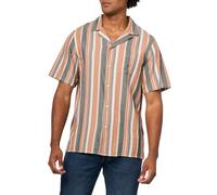 Lucky Brand Chemise rayée à manches courtes et col camp pour homme, Motif à rayures Multicolore, Taille S
