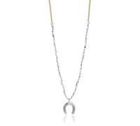 Lucky Brand Collier avec pendentif fer à cheval en cuir argenté, taille unique, métal, sans pierre précieuse, Métal, Pas de gemme