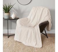 Lucky Brand Couverture en Fausse Fourrure de Lapin en Relief - Ivoire - 127 x 178 cm - Peluche et Douce