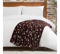 Lucky Brand Daisy Brown Floral Couverture en Peluche Douillette en Microfibre de qualité supérieure pour Un Confort et Un Style Luxueux 127 x 178 cm