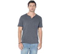 Lucky Brand T- Shirt à col cranté Venise Burnout, Noir Profond, L Homme