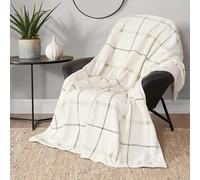 Lucky Brand Palmdale Couverture en Peluche Douillette Blanche avec Carreaux Vert Sauge, 127 x 178 cm, en Microfibre de qualité supérieure pour Un Confort Luxueux