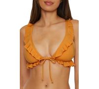 Lucky Brand Sea of Love Ruffle Bikini Top, Adjustable, Tie Back, Swimwear Separates for Women Haut, doré, S Femme