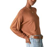 Lucky Brand Women's Cloud Jersey Exposed Seam Top, Caramel Cafe, X-Small