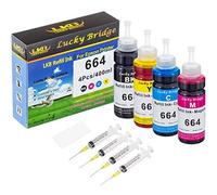 Lucky Bridge 4 x 100 ML 664 T664 Cartouche d'encre de Rechange pour Epson EcoTank T664 pour ET-2500 ET-2550 ET-2600 ET-2650 ET-4500 L100 L110 L350 L355 L555-UK