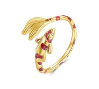 Lucky Carp Enamel Open Adjustable Ring,Fish Ring,Koi FishRing for Women,Good Fortune Jewelry Gift for Women