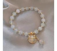 Lucky Cat Beaded Bracelet for Women White Handmade
