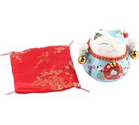 Lucky Cat Coin Bank 4.5in Exquisite Cute Bring Luck Good Wish Ceramic Fortune Cat Saving Pot Desk Decoration Blue