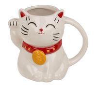 Lucky Cat Mug en céramique Dolomite Noir et Blanc 500 ml 15 x 10,5 x 13,5 cm Boîte cadeau Blanc