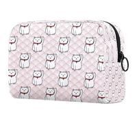 Lucky Cats with Pink Wave Cosmetic Bag for Women Travel Toiletry Bags Large Makeup Handy Pouch Organizer Bag with Zipper, multicolore, 18.5x7.5x13cm/7.3x3x5.1in, Trousse de toilette