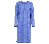 Lucky Chemise de nuit à manches longues pour femme à fleurs 3XL-6XL Boutons Grande taille Coton Chemise de nuit, bleu, XXXL