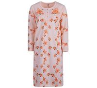 LUCKY Chemise de nuit femme thermique à manches longues fleurs d'hiver boutons, Tailles M, L, XL, XXL, abricot, L