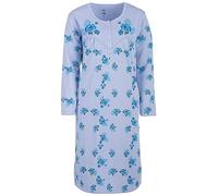 LUCKY Chemise de nuit femme thermique à manches longues fleurs d'hiver boutons, Tailles M, L, XL, XXL, bleu clair, M