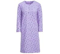 Lucky Chemise de nuit thermique à manches longues pour femme Design Gerbera Boutonnière M-2XL Mélange de coton, lilas, XL